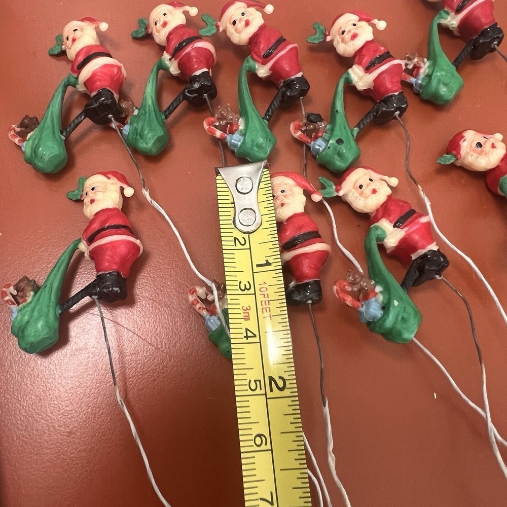 Vintage Kitschy Plastic Santa Christmas Ornament Plant Picks JAPAN RARE! 9 - Picture 3 of 8